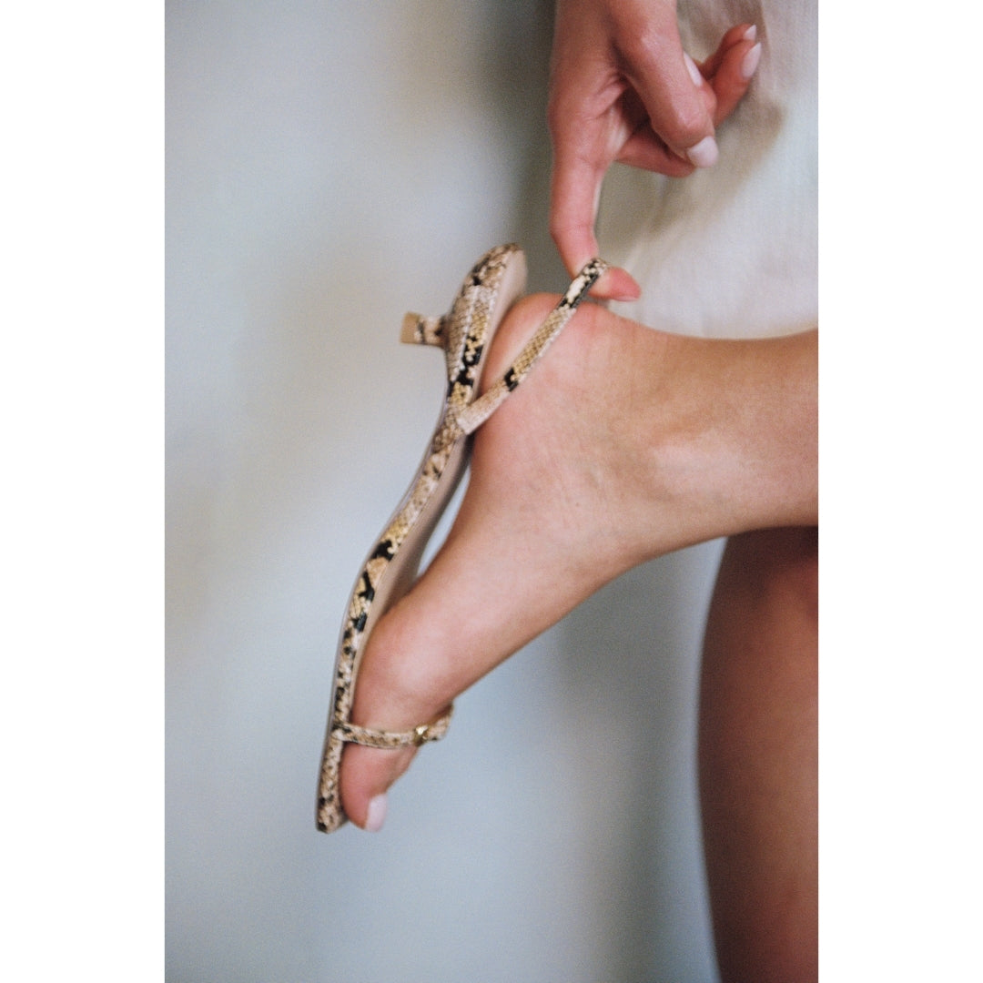 Matisse Footwear Fernando heeled sandal Tan Multi Snake