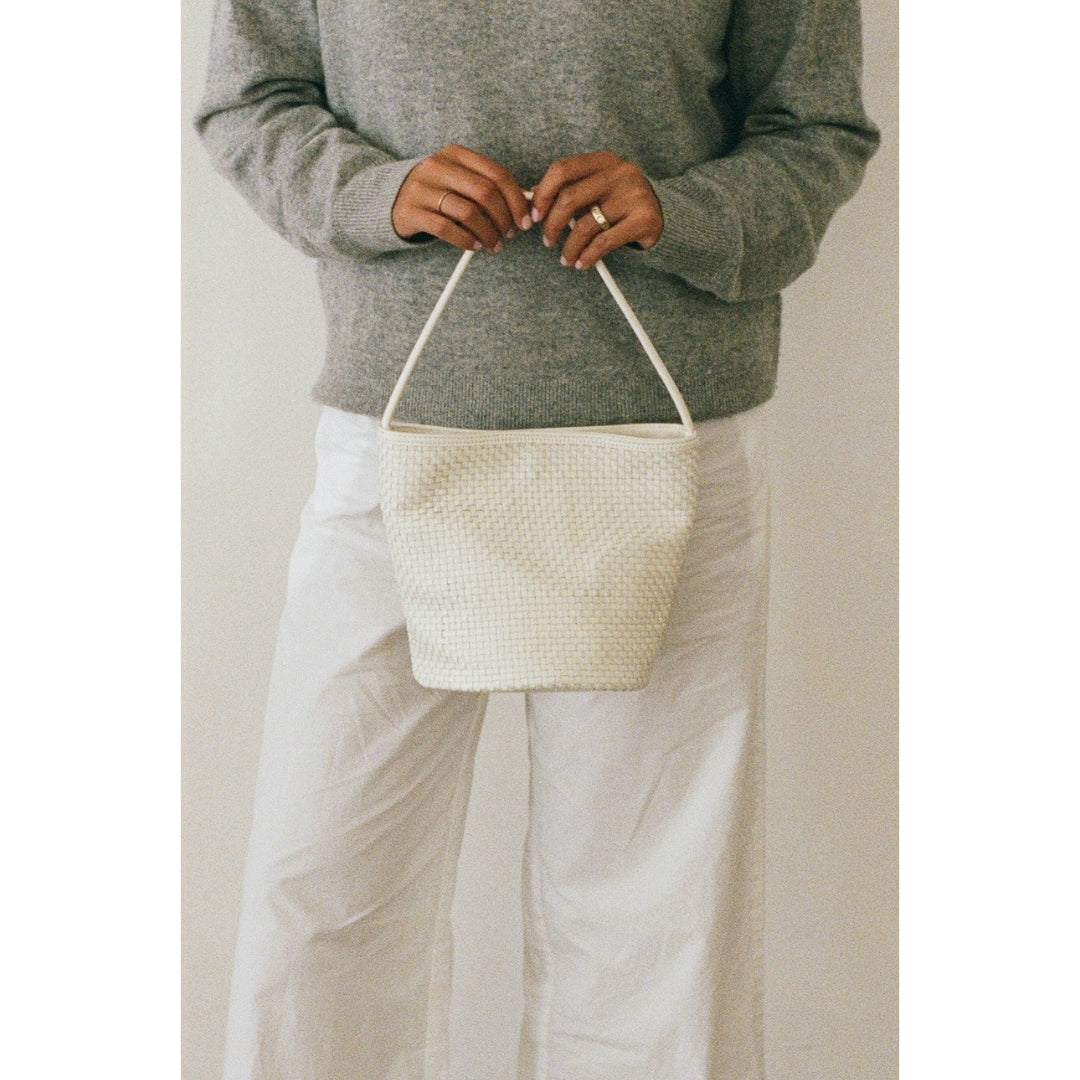 Matisse Footwear Vancouver woven bucket bag Ivory