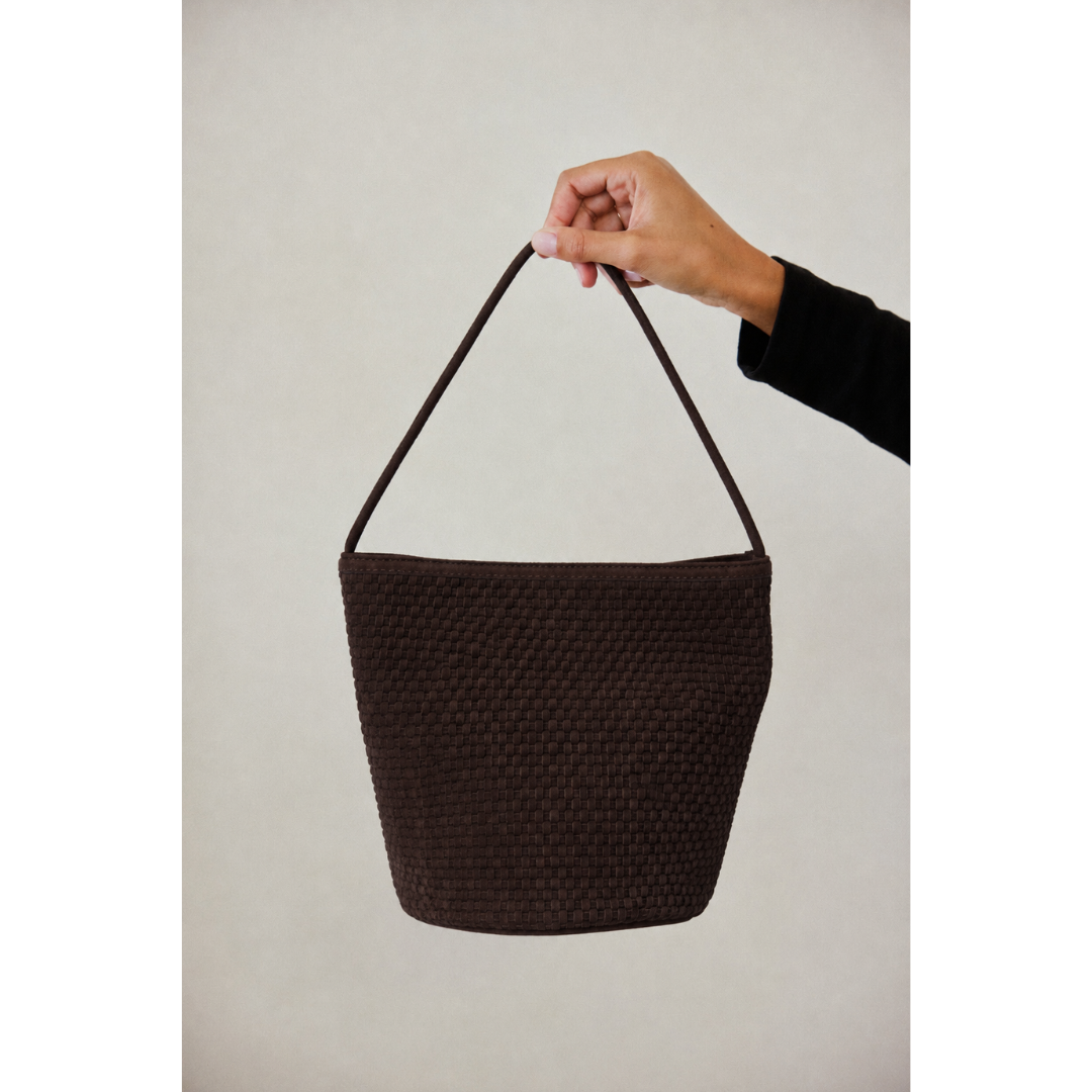Matisse Footwear Vancouver woven bucket bag Chocolate