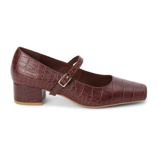 Matisse Footwear Mirabelle mary jane heel Coffee Croc Print