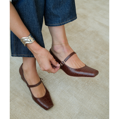 Matisse Footwear Mirabelle mary jane heel Coffee Croc Print