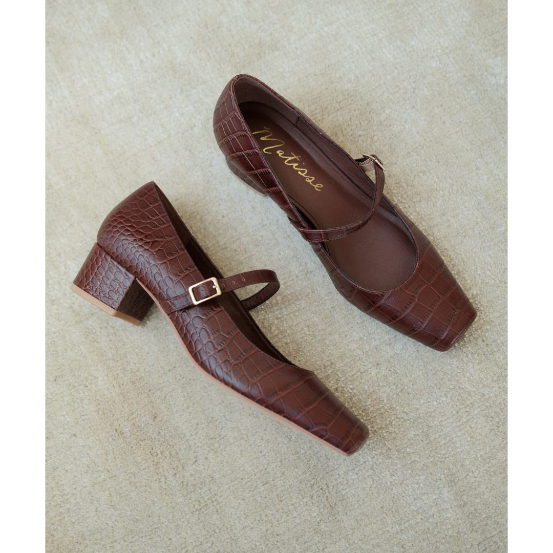 Matisse Footwear Mirabelle mary jane heel Coffee Croc Print
