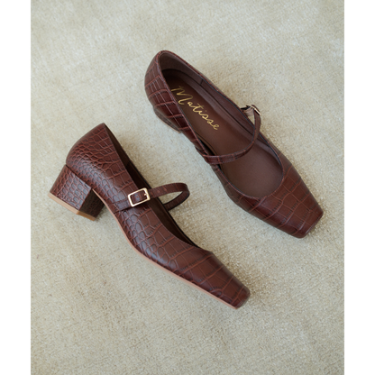 Matisse Footwear Mirabelle mary jane heel Coffee Croc Print
