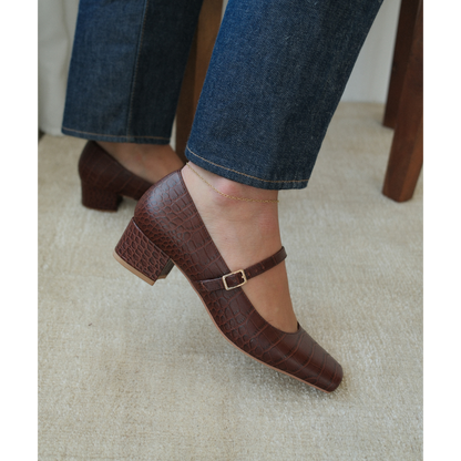 Matisse Footwear Mirabelle mary jane heel Coffee Croc Print